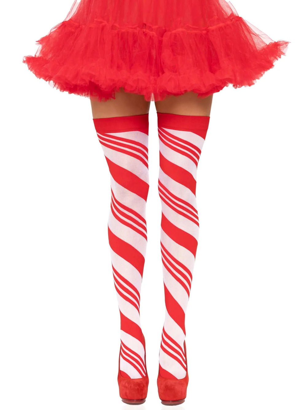 Leg Avenue - Peppermint Striped Thigh Highs - RED/WHITE